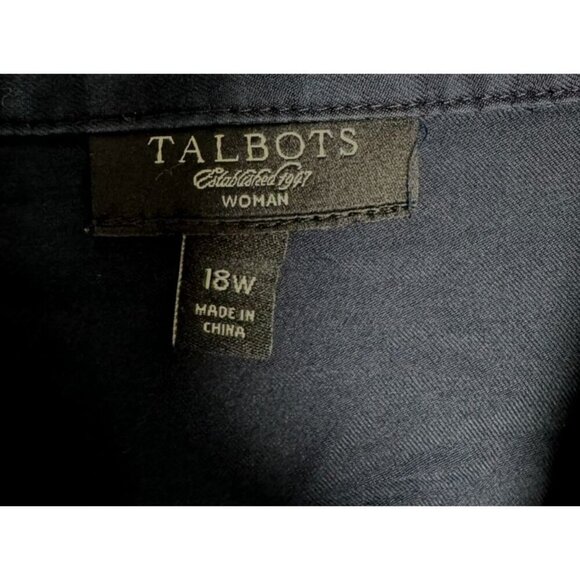 Talbots Women’s Navy Blue White Embroidered Tunic Top Size 18 W 18W 3/4 Sleeve - Picture 5 of 6